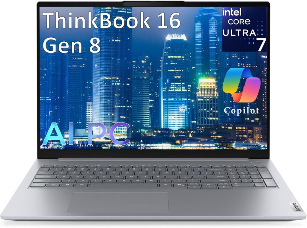Lenovo ThinkBook 16 Gen 8 16″ FHD+ Business AI PC Laptop Computer, Intel 16-Core Ultra 7 255H (Beat i7-13900H), 64GB DDR5 RAM, 2TB PCIe SSD, WiFi 6E, Bluetooth 5.3, Fingerprint Reader, Windows 11 Pro
