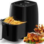 OSTBA 4.5QT Air Fryer with Tempered Glass LED Touch Screen, 6 Presets One-Touch Cooking, Adjustable Temp & Time, Dishwasher Safe Nonstick Basket, Oil-Free Healthy Cooking, 1–4 People