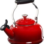 Le Creuset Enamel On Steel Whistling Tea Kettle with Metal Finishes, 1.7 qt., Cerise