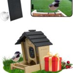 Sensforge Smart AI Bird Feeder Camera, 2.5K HD Live View, Solar-Powered Wooden Outdoor Feeder with AI Recognition, Weatherproof, App Notifications – Ideal for Bird Lovers, Parents & Kids