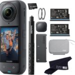 Insta360 X5 Essentials Bundle-8K Waterproof 360 Action Camera|Bundle Includes Selfie Stick, Extra Battery, Utility Fast Charge Case, Standard Lens Guards, Lens Cap, Carry Case(512GB)
