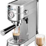 CASABREWS CM5418 Espresso Machine 20 Bar, Compact Espresso Maker with Steam Milk Frother, Stainless Steel Coffee Machine with 34oz Removable Water Tank for Cappuccino, Latte, Silver