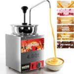 WantJoin Nacho Cheese Dispenser with Pump – 4.6QT Commercial Stainless Steel Warmer with 86-185°F Temperature Control for Hot Fudge, Caramel & Sauces