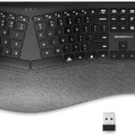 MicroPack Ergonomic Wireless Keyboard with Bluetooth, USB-C Rechargeable & Overload Protection, Wrist Rest, 3-Device Connectivity, Quiet Scissor Switch, Adjustable Tilt for Mac, Windows, PC, Office