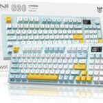 Wireless Keyboard Creamy Membrane with Rainbow Backlight,3-Mode Connectivity (BT/2.4G/USB-C) with LCD Screen & Multifunction Knob,200H Battery, 94 Key PBT Keycaps, Quiet Typing for Office/Home