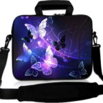 RICHEN 14 15 15.4 15.6 inch Laptop Shoulder Bag Notebook Handle Sleeve Neoprene Soft Carrying Travel Case with Accessories Pocket (14-15.6 inch, Butterflies)