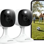 2K Cameras for Home Security-Outdoor/Indoor Camera for Dog/Cat/Pet/Nanny/Baby, Color Night Vision, White Light, Siren, 24/7 SD Recordings, Works with Alexa/Google Home, C1 (C1-White-2pack-2.4G)