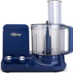 NutriChef Food Processor | 2 QT Capacity | Ultra-Quiet Multipurpose Motor | Includes 6 Attachment Blades | Silicone Base for Secure Grip | 12-Cup Capacity | Pre-Set Speeds for Easy Use (Blue)