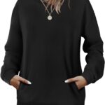 WIHOLL Crewneck Sweatshirts Women Long Sleeve Tops 2025 Fall Fashion Clothes Winter Pullover with Pockets S-2XL