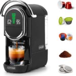 Magician1 Mini Espresso Machine for Nespresso Original, Dolce Gusto, Lavazza Blue, ESE Pod & Ground, 19 Bar Coffee Machine, Hot/Cold Brew Coffee Maker, Adjustable Temp & Cup Size, 21oz Reservoir