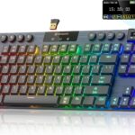 Hexgears Immersion A3 TKL Low-Profile Wireless Mechanical Keyboard, BT5.0/2.4GHz/USB-C Hot-Swappable Tactile Switches, RGB Backlit, Display Screen & 5800mAh Battery Gaming Keyboard for Pc/Mac/Tablet