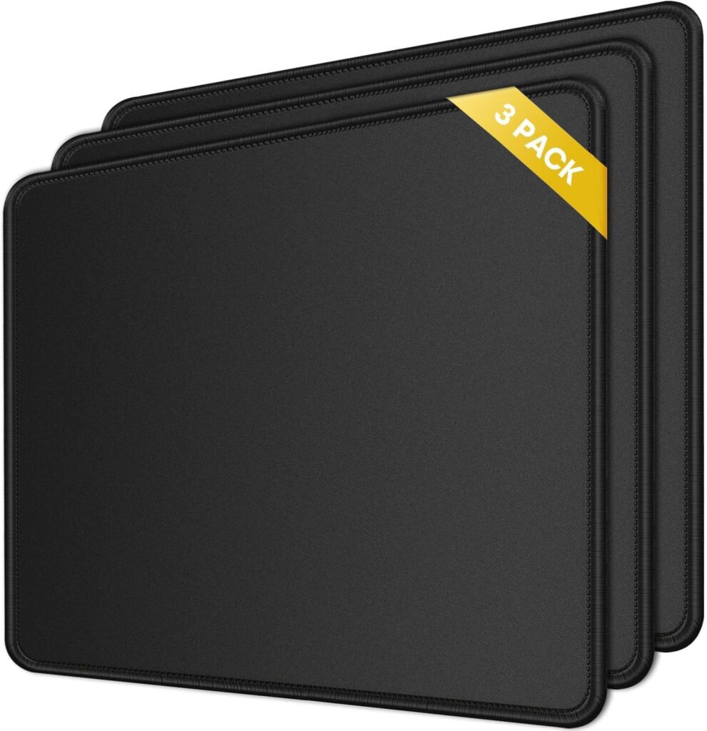 3 Pack Mouse Pad, Ultra-Smooth Gaming Mousepad,with Non-Slip Rubber Base Washable Computer Mouse Pads Mouse Mat for Laptop Office & Gaming 10.2“x8.3” Black
