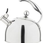 Viking 3-Ply Stainless Steel Tea Kettle, 2.6 Quart Stovetop Hot Water Pot with Tempered Glass Lid, Ergonomic Handle, Induction Ready, Satin Silver