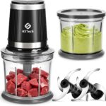 Food Processor, Electric Food Chopper with 2 Bowls (2 × 4 Cup) & 2 Dual-Layer S-Blade Sets, Meat Grinder & Vegetable Chopper for Meat, Onions, Garlic, Nuts, Salad & Baby Food