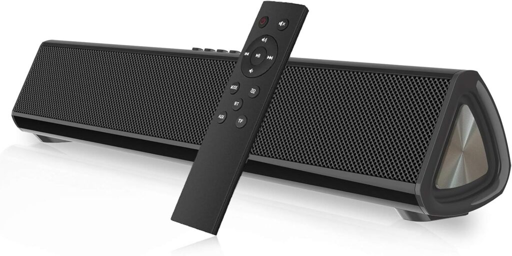 Portable Sound Bar for TV/PC, 105dB Bluetooth 5.0 Wireless & Wired Soundbar with 2200 mAh Battery, 3D Surround Sound Home Theater Built-in Subwoofer with Remote Control for Projectors/Phones/Tablets