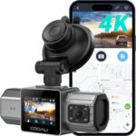 COOAU 4K Dual Dash Cam, Built-in GPS Wi-Fi, 2.5K+1080P Dash Cam Front and Inside with Infrared Night Vision, Dash Camera with Parking Mode, Loop Recording, Support 256GB Max