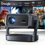 4K Projector with WiFi and Bluetooth, 1800 ANSI Outdoor Movie Projector with Built-in 10,000+ Apps, Native 1080P Portable Smart Home Proyector, Voice Control & Auto Focus/Keystone, Dual Speaker
