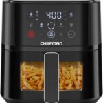 Chefman Air Fryer – 4 QT Compact Airfryer for Quick & Easy Meals, Features Hi-Fry Technology for Extra Crisp, Easy-View Window, Touch Controls with 4 Presets, Nonstick & Dishwasher Safe Basket – Black