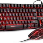 Rii Gaming Keyboard and Mouse Set, 3-LED Backlit Mechanical Feel Business Office Keyboard, Colorful Breathing Backlit Mouse for Working or Primer Gaming, Office Device (RK108)