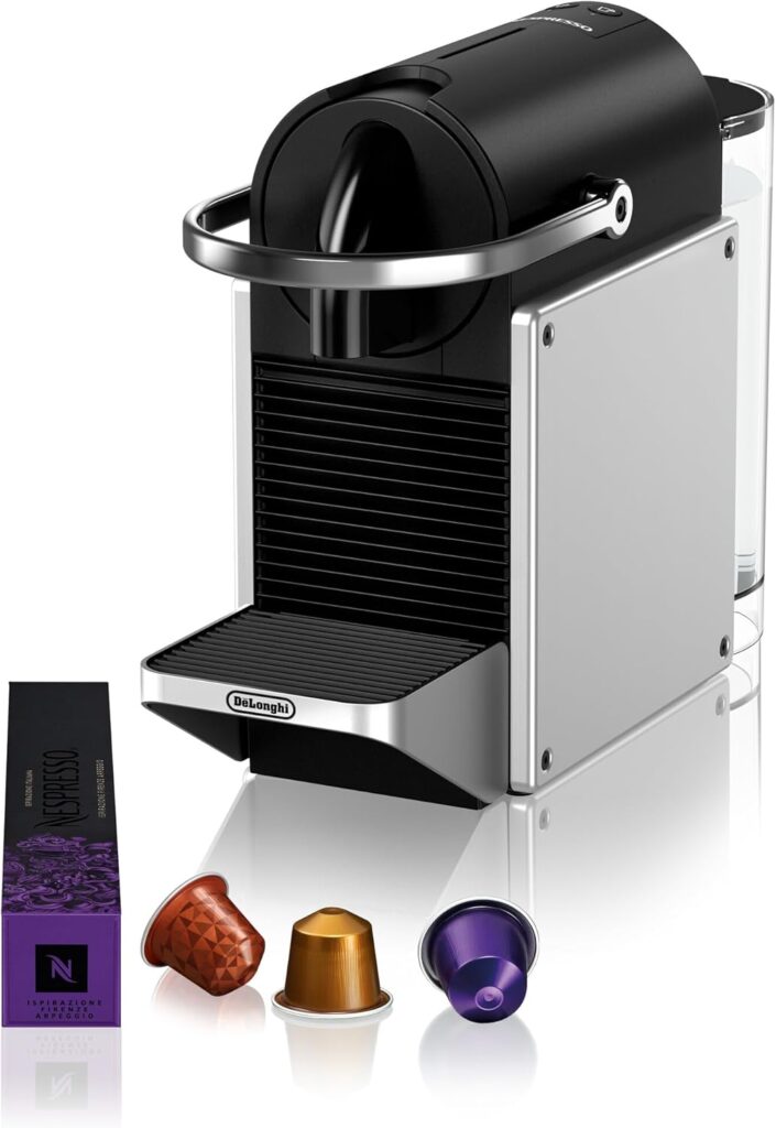 De’Longhi Nespresso Pixie EN127.S, Fully Automatic Coffee Machine, One-Button Coffee Machine with Multi-Function, Welcome Set Included, Compact Design, 19 Bar Pressure, 1260W, Silver