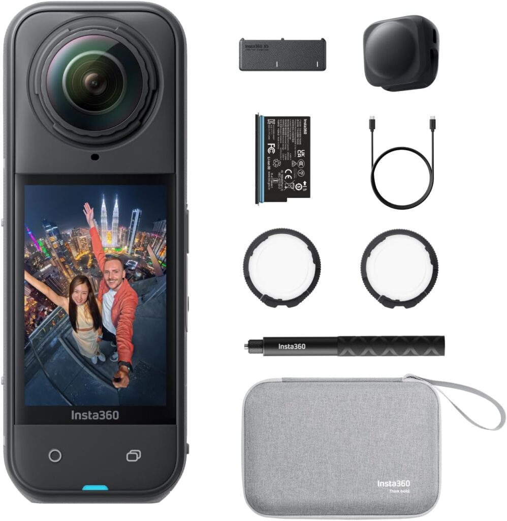 Insta360 X5 Essentials Bundle – Waterproof 8K 360° Action Camera, Leading Low Light, Invisible Selfie Stick Effect, Rugged and Replaceable Lens, 3-Hour Battery, Built-in Wind Guard, Stabilization