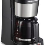 Hamilton Beach 5 Cup Drip Coffee Maker with Easy FrontFill Basket, Compact Design, Programmable Clock, Glass Carafe, Auto Pause and Pour, Black & Stainless Steel (46111)