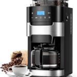 10-Cup Drip Coffee Maker with Built-in Grinder,Programmable Grind & Brew, Coffee Machines with Smart LED Touchscreen, 24H Timer, Customizable Strength & Grind Size,Black