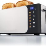 Elite Gourmet ECT5924D SmartToast Digital Long Slot 4 Slice Toaster, 1.5” Wide Slots for Thick Breads & Bagel Function, LED Touch Screen, Countdown Timer, 6 Shades, Stainless Steel