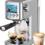 Espresso Machine 20 Bar with Milk Frother, Stainless Steel Coffee Maker with 42 oz Removable Water Tank for Cappuccino, Latte&Cold Brew, Home&Office, Silver