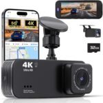 4K Dual Dash Cam Front and Rear, Dash Camera for Cars with 32GB Card, Built-in 5G WiFi, 3.16” IPS Screen, Night Vision, 170°Wide Angle, WDR, 24H Parking Mode