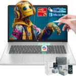 HP Premium 17 inch Touchscreen Laptop, AMD Ryzen 5 7430U, 17.3″ HD+ Touch Screen, 64GB RAM, 2TB SSD, WiFi 6, BT 5.4, Copilot, Windows 11 Pro, Laptop Computer for Work School Home Office Business