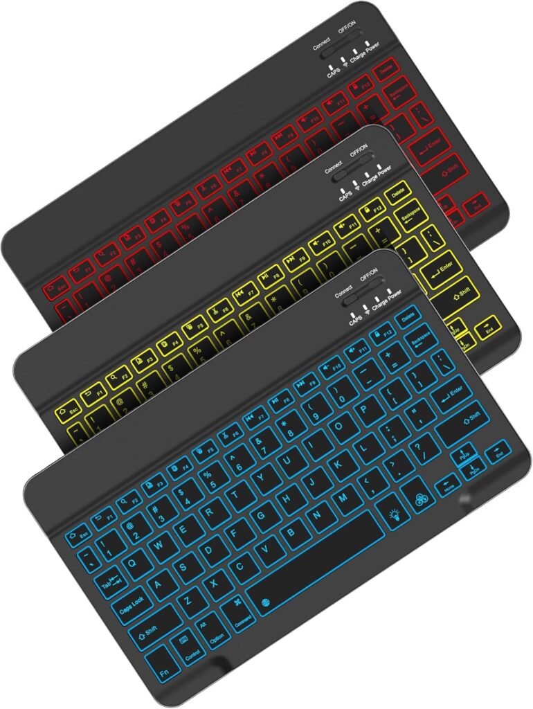 Bluetooth Keyboard, Backlight Wireless Rechargeable Keyboards for iPad Air, iPad Pro 13/12/11/10/9/8/7, iPad mini, Samsung Tablets, iPhone, Smartphone etc. – Portable Office Computer Accessories