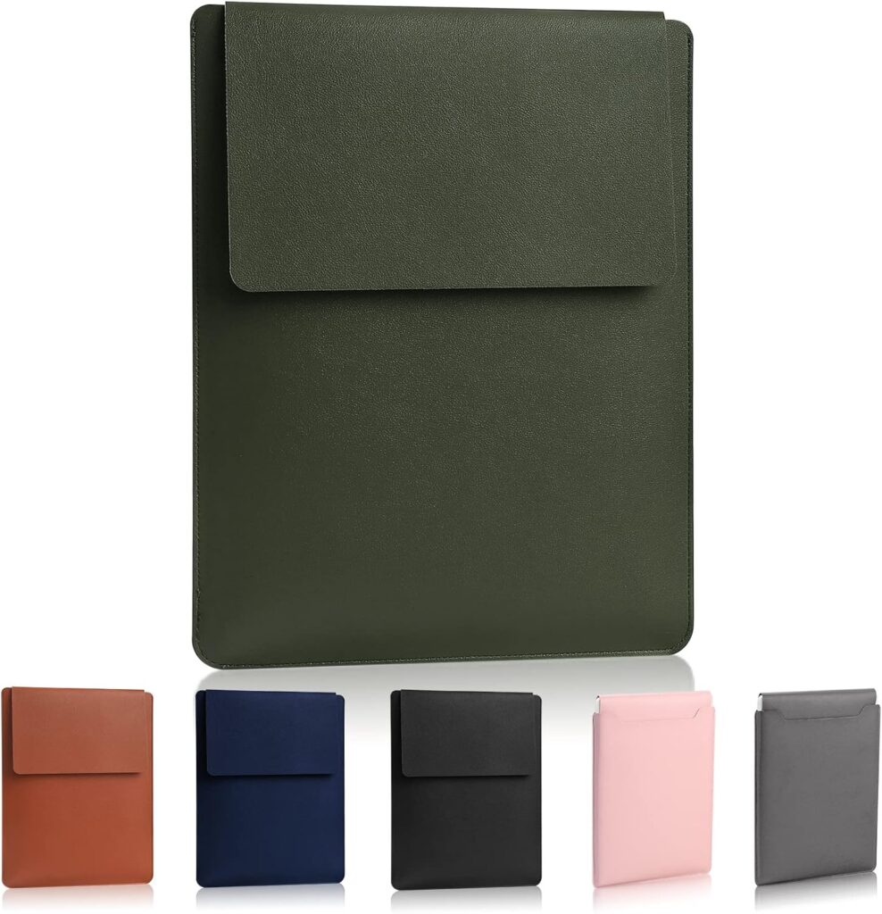 13.3-14″ Laptop Sleeve, Padded Case, Thin Portable Versatile Bag Compatible With 2022 Pro 14 inch/2015 Pro 13.3 inch/2015 Air 13.3 inch (Dark Green)