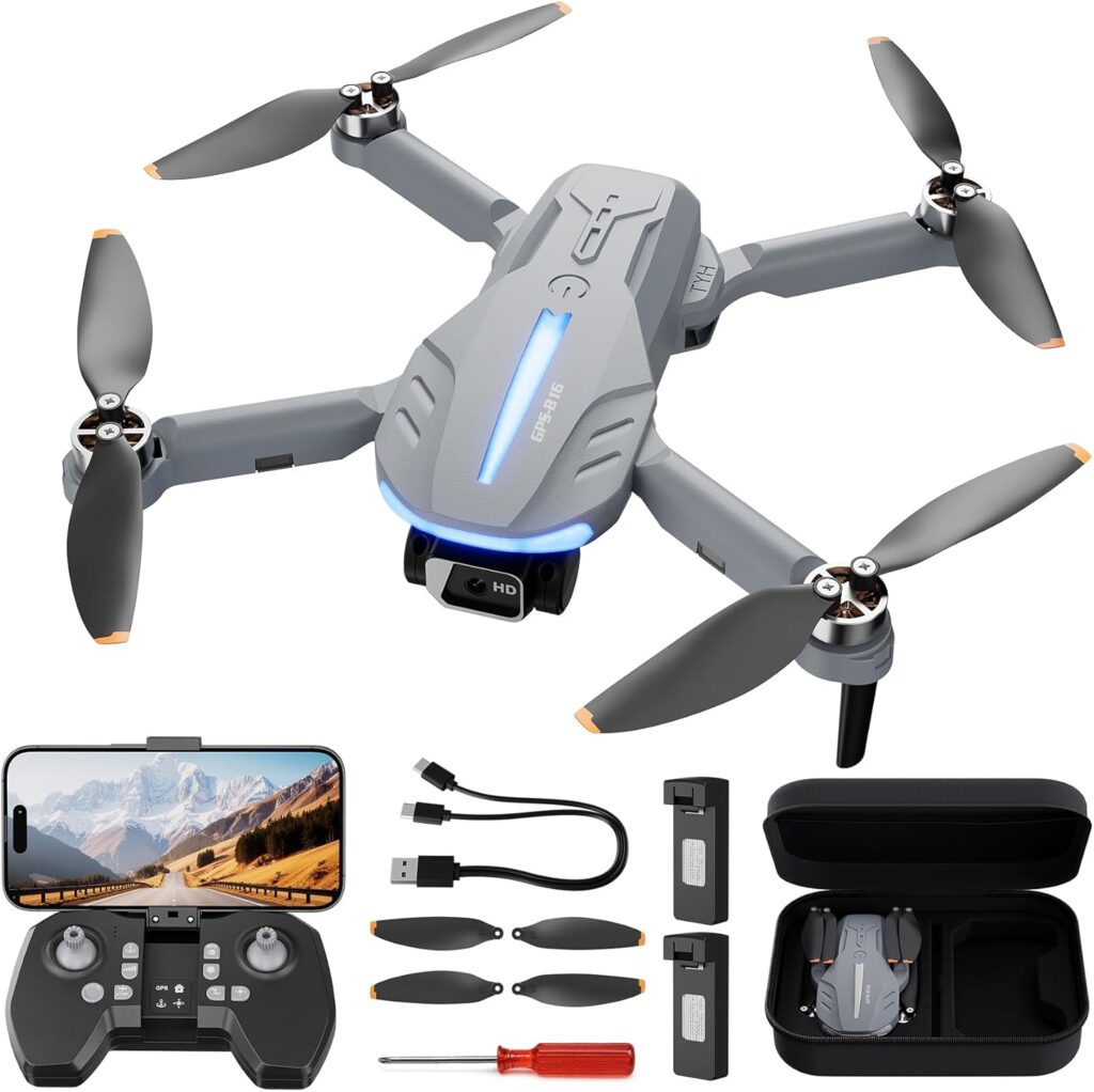 GPS Drone with 4K Camera for Adults – B16 Under 250g, Brushless Motor, Lightweight and Foldable RC Quadcopter for Beginners Toys Birthday Present, 50 Mins Long Flight