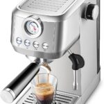 CASABREWS 3700 Gense Espresso Machine 20 Bar, Stainless Steel Espresso Maker With Steam Milk Frother, Coffee Machine Cappuccino Latte Machine With 43.9 oz Removable Water Tank