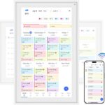 15.6” Digital Calendar Chore Chart, Wall Touchscreen Smart Electronic Calendar for Interactive Family Schedules, Meal Planner, to Do List, Achievement Rewards Two-Way Sync w/Stand Wall Mount