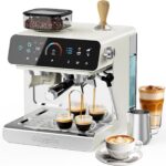 Espresso Machine with Grinder, 20 Bar Professional Espresso Maker with 19 Grind Sizes, Coffee Machine with Milk Frother, 2.8L Removable Water Tank for Latte & Cappuccino