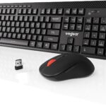 Wireless Keyboard and Mouse Combo with Silent Touch, 104-Key Full Size with 8 Additional Shortcuts, 2.4GHz Quiet Soft Click Typewriter Keyboard for PC, Desktop, Laptop, MacBook- Black