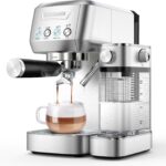 MAttinata Cappuccino Machine 20 Bar, Professional Espresso Machines for Home and Office with Automatic Milk Frothering System, Barista Compact Latte Maker for Coffee Lovers, Stainless Steel-Mattino