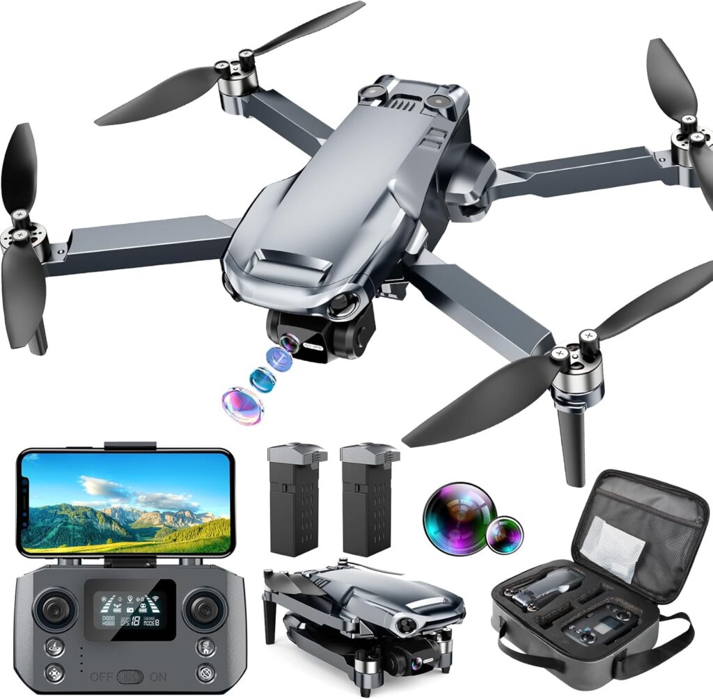 GPS Drone with 4K Camera for Adults, Foldable RC Quadcopter with 1640ft Range Video Transmission, 3-Axis Gimbal, 46 Mins Flight Time, Auto Return, Follow Me, Circle Fly, Waypoint Fly, Gesture Control
