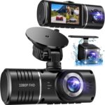 Dash Cam Front and Rear, 1080P Dash Camera for Cars, 3 Channel Car Camera Front Rear and Inside with 32GB Card, Loop Recording, Night Vision, HDR, 24Hr Parking, G-Sensor