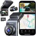 BOTSLAB 4K Dash Cam Front and Rear, STARVIS 2 Sensor, Voice Control, 64GB Card Included, 5GHz WiFi Dashcam Front and Rear Camera, Built in GPS, WDR Night Vision, 170°Wide Angle, 24H Parking Mode