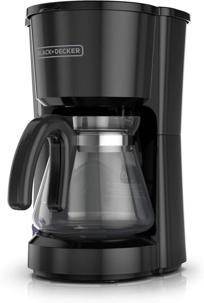 BLACK+DECKER 5-Cup Programmable Coffee Maker with Sneak-A-Cup, and Easy-View Water Window, Black
