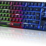 CHONCHOW Wireless LED Keyboard, Rechargeable 87 Key RGB LED Backlit Keyboard, Light up Gaming Keyboard for PC PS4 PS5 Xbox One Laptop, Teclado inalámbrico, Black (Wireless)