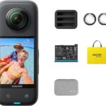 Insta360 X3 Travel Bundle-Waterproof 360 Action Camera with 1/2″ 48MP Sensors, 5.7K 360 Active HDR Video, 72MP 360 Photo, 4K Single-Lens, 60fps Me Mode, Stabilization, 2.29″ Touchscreen, AI Editing