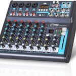 Pyle Professional Audio Mixer Sound Board Console Desk System- Interface 8 Channel Digital USB Bluetooth MP3 Computer Input 48V Phantom Power Stereo DJ Studio FX 16Bit DSP Processor, Black – PMXU83BT
