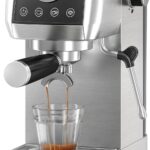 wirsh Espresso Machine, 20 Bar Semi-Automatic Espresso Maker with Pressure Gauge, Steam Wand, Stainless Steel Expresso Coffee Machine for Espresso/Latte/Cappuccino, Touch Screen,Home Barista Plus