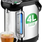 NutriChef Electric Water Boiler and Warmer – 4L/4.2Qt Stainless Steel Electric Hot Water Dispenser w/Rotating Base, Auto Shut Off, Safety Lock, Instant Heating for Coffee & Tea (NCHUB24)