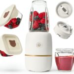 Bubble Blender, Baby Food Maker & Puree Blender with 2 Borosilicate Glass Cups, Compact Baby Bullet for Smoothies, Hands-Free One-Touch, 200W Motor, Cream