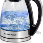 Hamilton Beach Glass Electric Tea Kettle, Water Boiler & Heater, 1 Liter, 1500 Watts for Fast Boiling, BPA Free, Cordless Serving, Auto-Shutoff & Boil-Dry Protection, Soft Blue LED (40930)